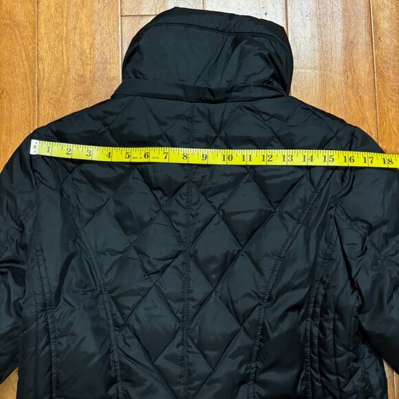 London Fog Down Feathers Coat Women Medium Quilted Puffer Classic Gothic *flaw* - Picture 10 of 15